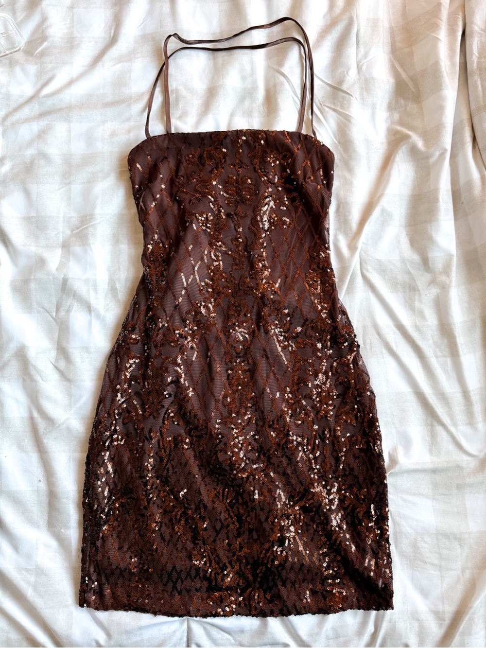 Francesca's Collections Brown Sequin Mini Slip Dress